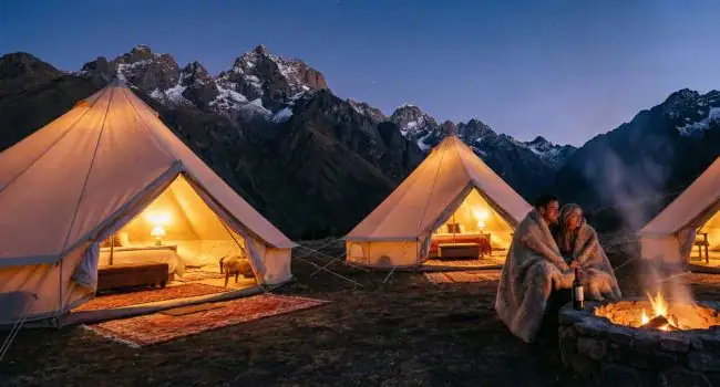 Campamento privado de lujo en alta montaña